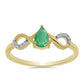 Anillo de Plata Bañada en Oro con Esmeralda de Brasil y Zircón Blanco
