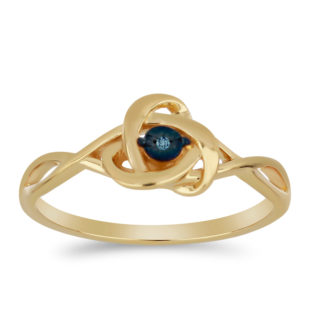 Anillo de Plata Bañada en Oro con Diamante Azul 3 