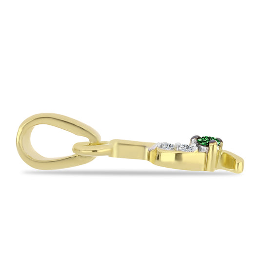 Colgante de Plata Bañada en Oro con Diamante Verde y Zircón Blanco