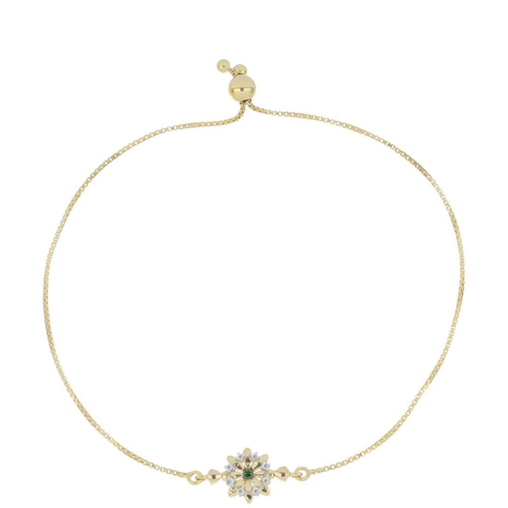 Pulsera de Plata Bañada en Oro con Diamante Verde y Zircón Blanco 1 