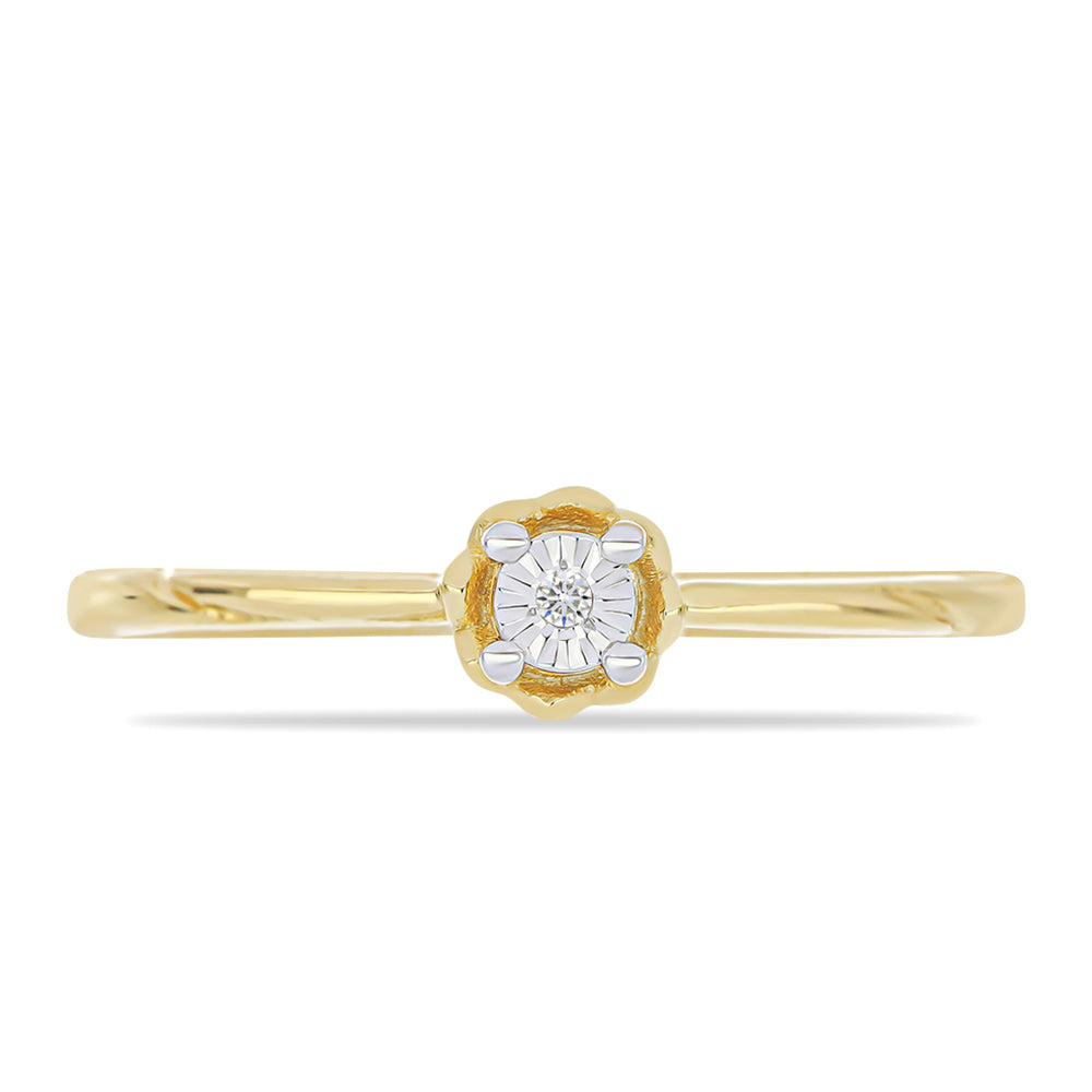 Anillo de Plata Bañada en Oro con Diamante blanco