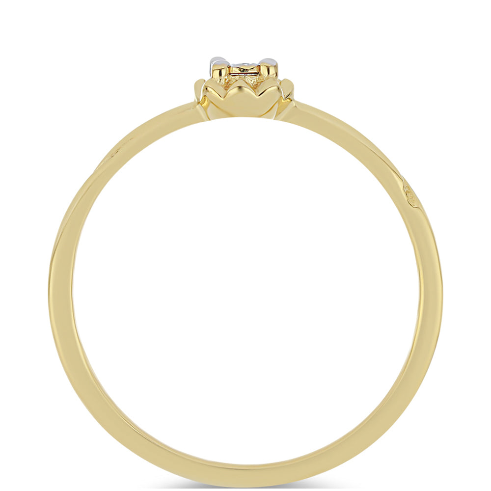 Anillo de Plata Bañada en Oro con Diamante blanco