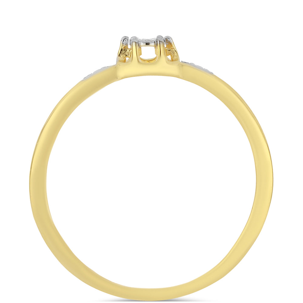 Anillo de Plata Bañada en Oro con Diamante blanco
