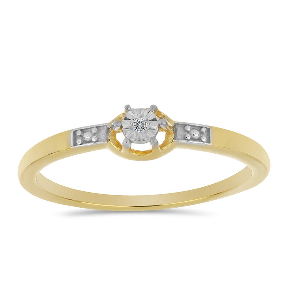 Anillo de Plata Bañada en Oro con Diamante blanco