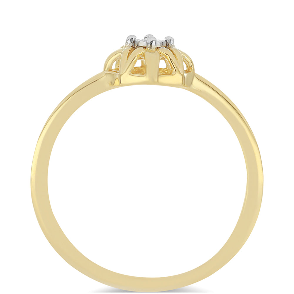 Anillo de Plata Bañada en Oro con Diamante blanco 2 