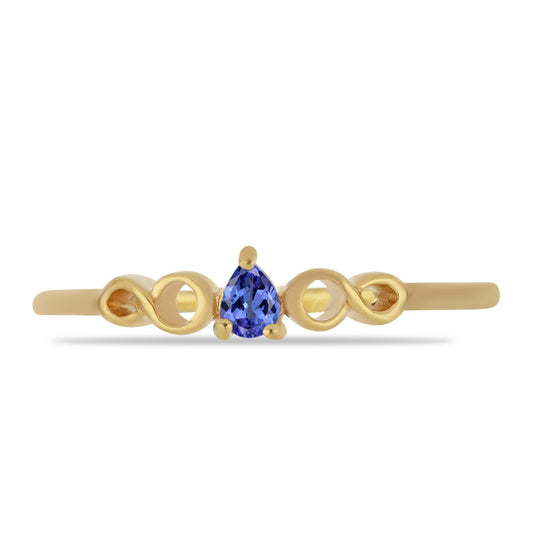 Anillo de Plata Bañada en Oro con Tanzanita