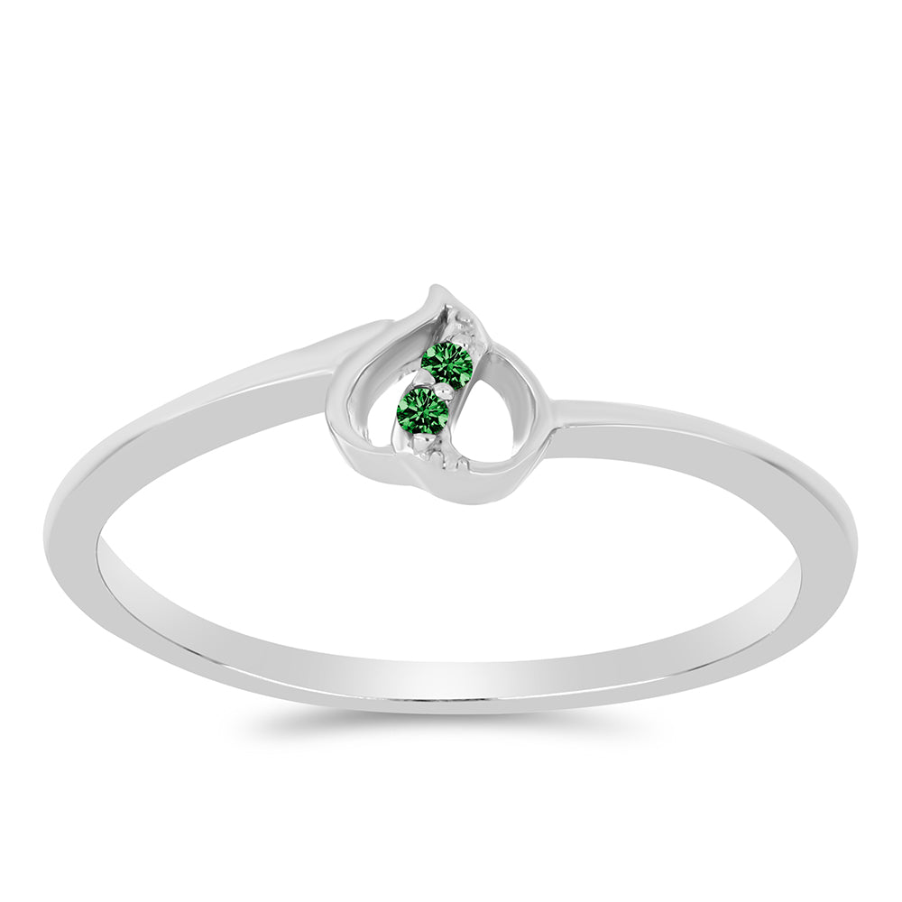 Anillo de Plata con Diamante Verde 3 