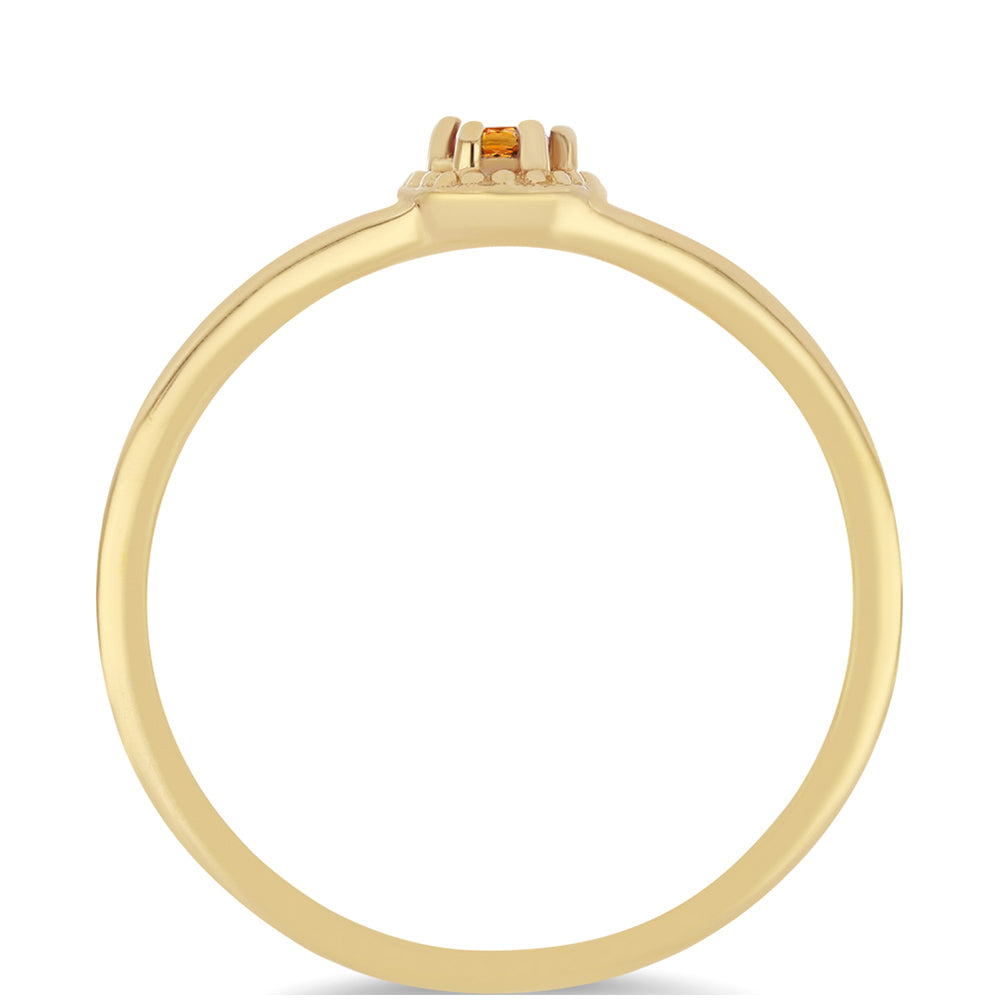 Anillo de Plata Bañada en Oro con Citrino de Madeira