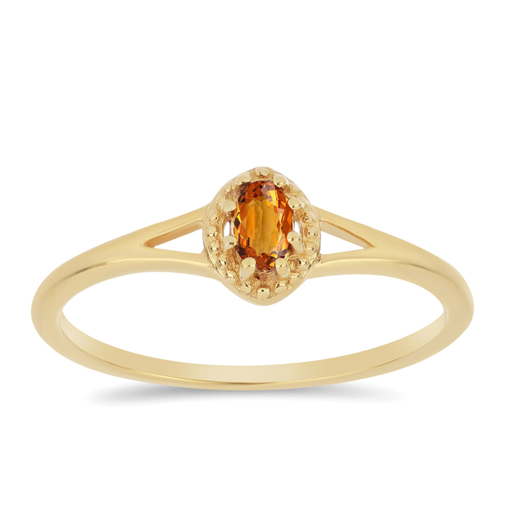 Anillo de Plata Bañada en Oro con Citrino de Madeira