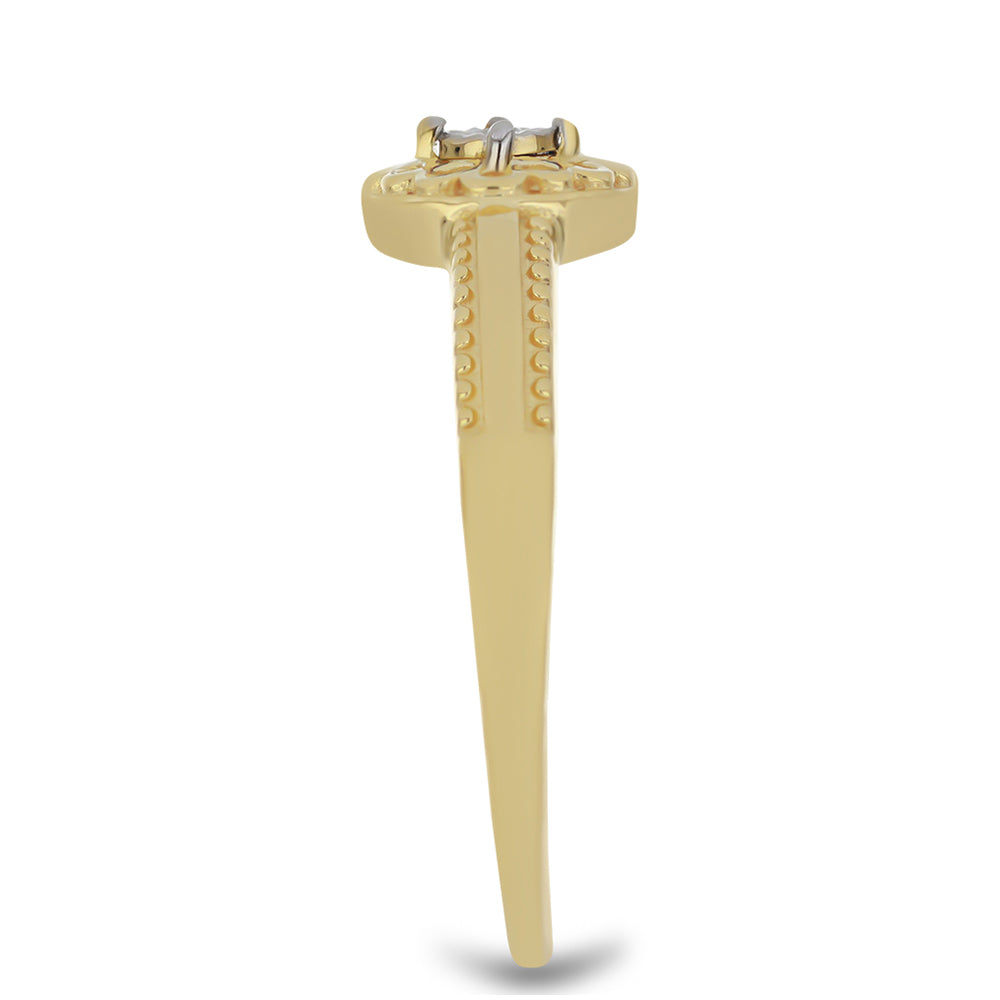 Anillo de Plata Bañada en Oro con Diamante blanco 4 