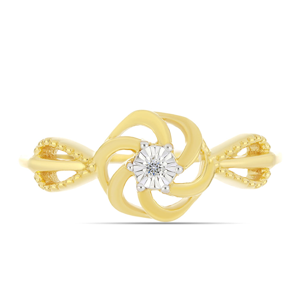 Anillo de Plata Bañada en Oro con Diamante blanco 1 