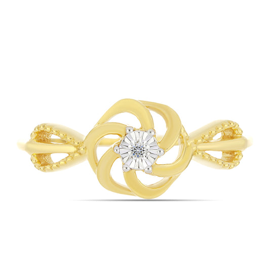Anillo de Plata Bañada en Oro con Diamante blanco
