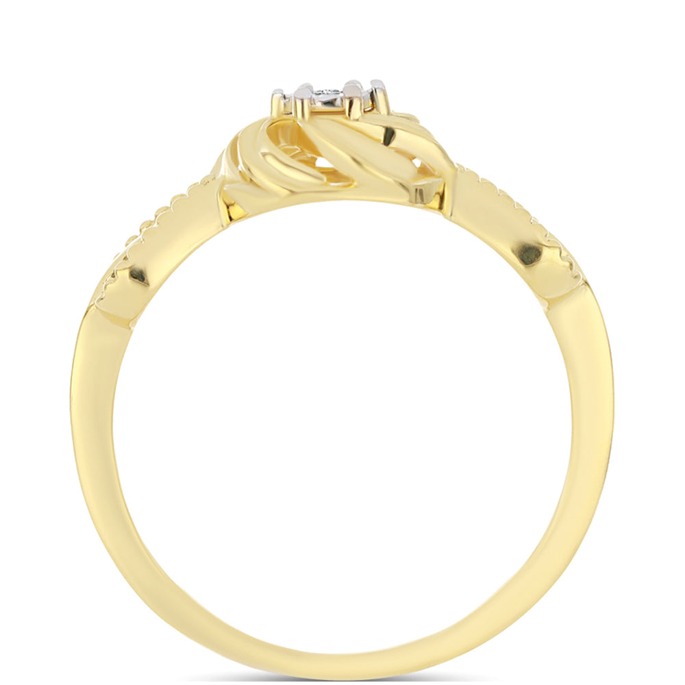 Anillo de Plata Bañada en Oro con Diamante blanco 2 