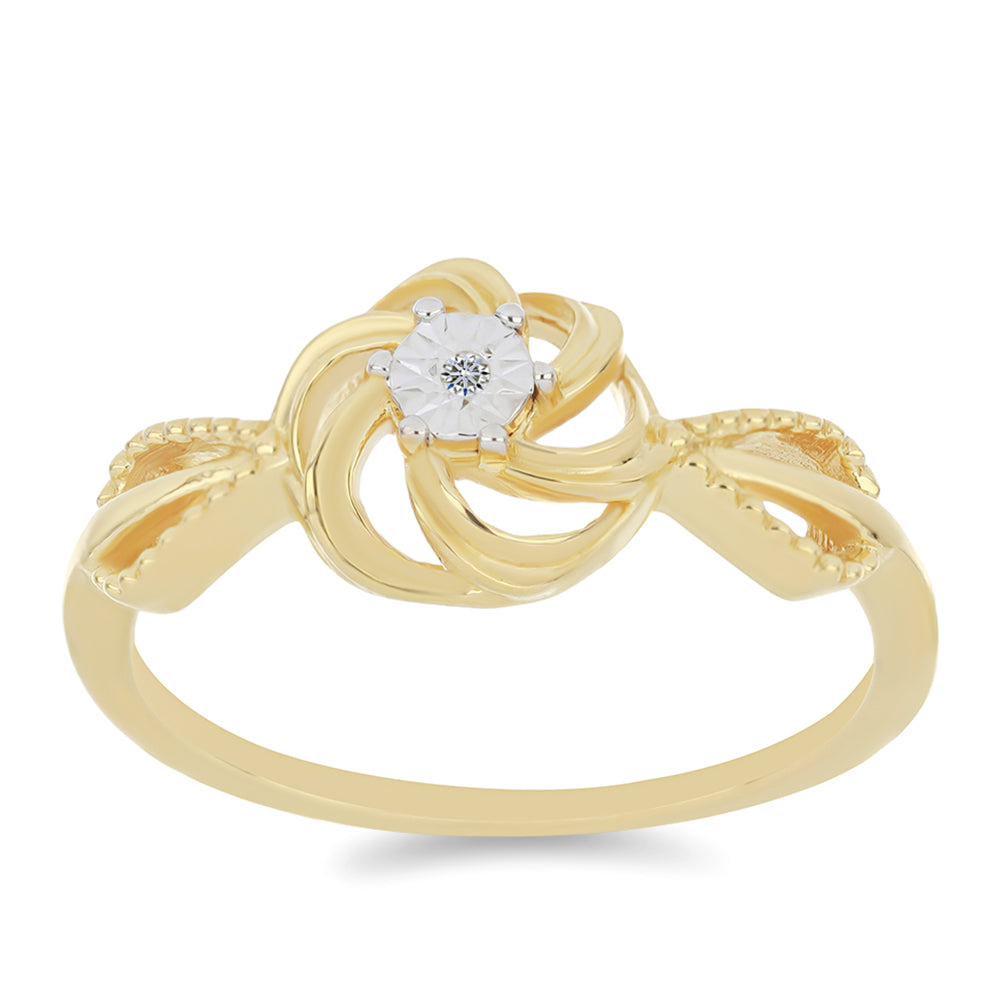 Anillo de Plata Bañada en Oro con Diamante blanco