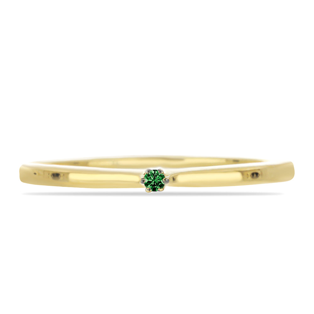 Anillo de Plata Bañada en Oro con Diamante Verde