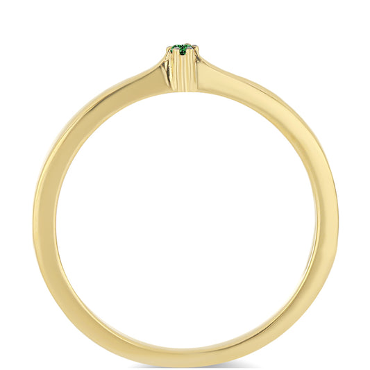 Anillo de Plata Bañada en Oro con Diamante Verde