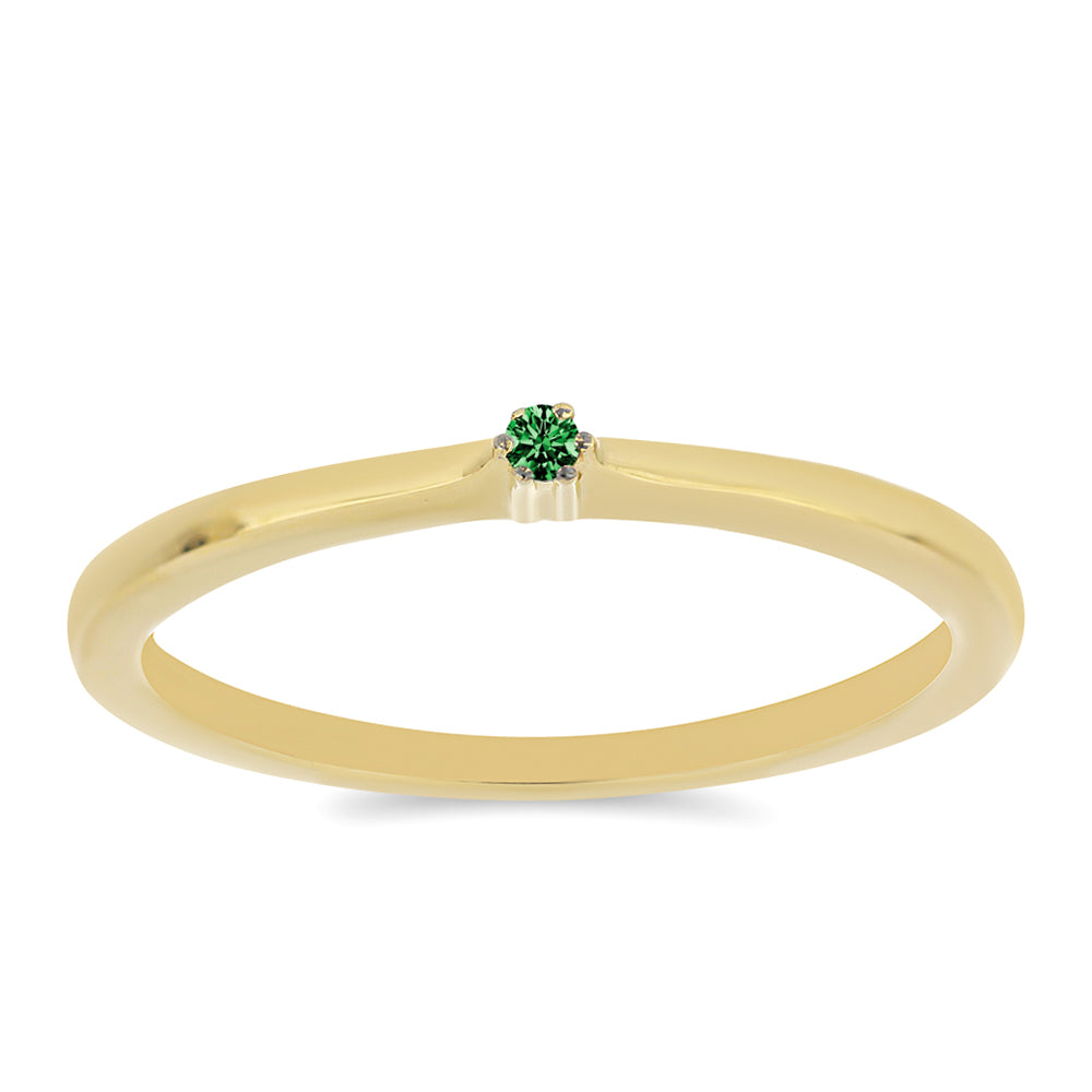Anillo de Plata Bañada en Oro con Diamante Verde