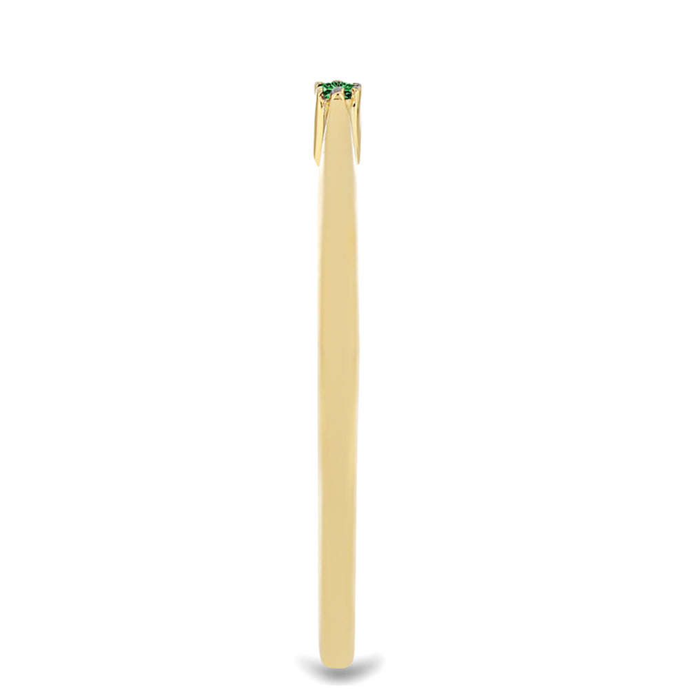Anillo de Plata Bañada en Oro con Diamante Verde 4 