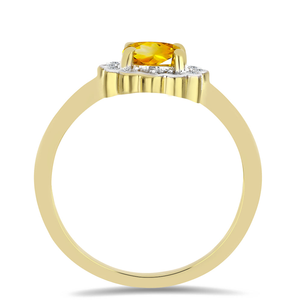 Anillo de Plata Bañada en Oro con Citrino de los Montes Urales y Zircón Blanco 2 
