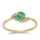 Anillo de Plata Bañada en Oro con Esmeralda de Brasil y Zircón Blanco