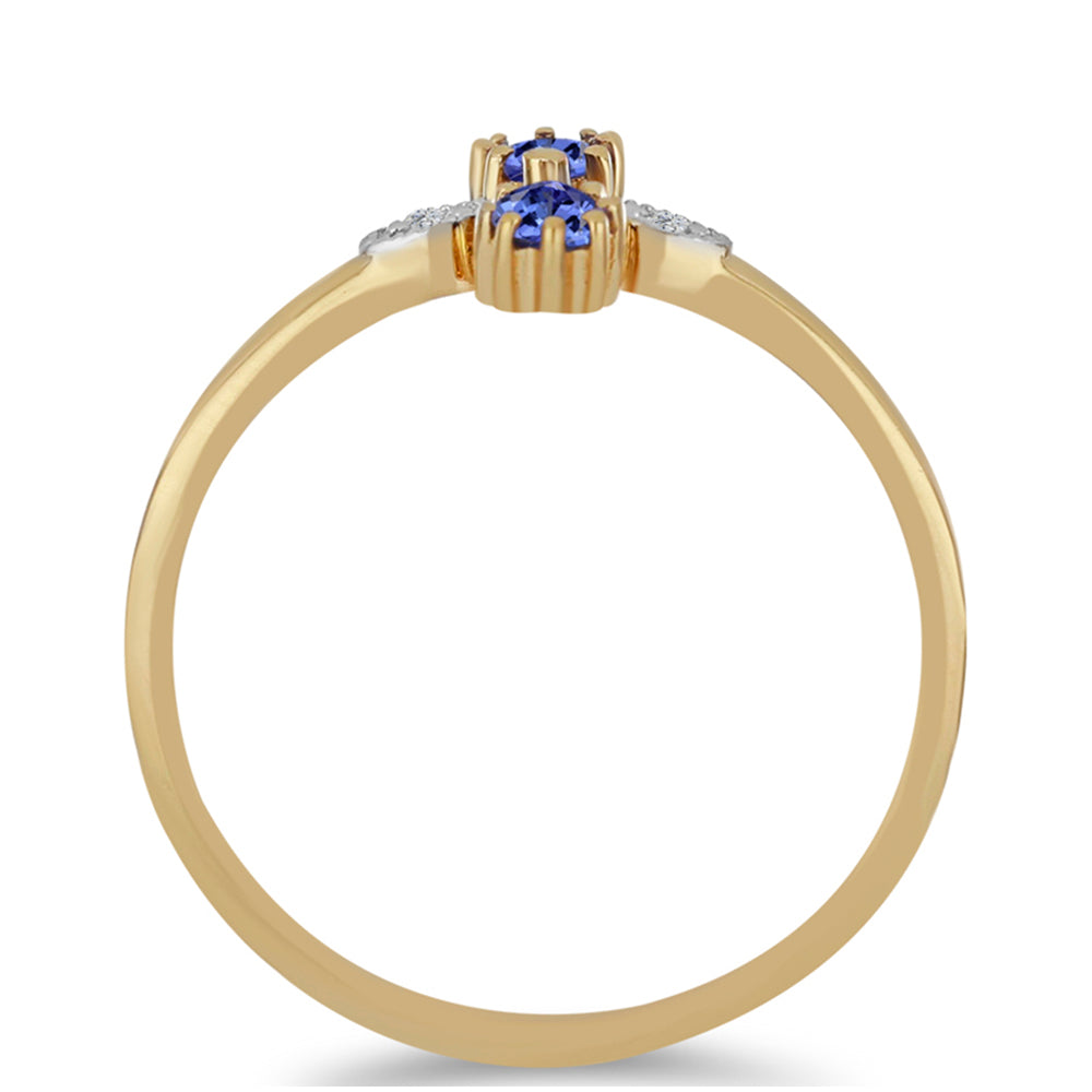Anillo de Plata Bañada en Oro con Tanzanita y Zircón Blanco