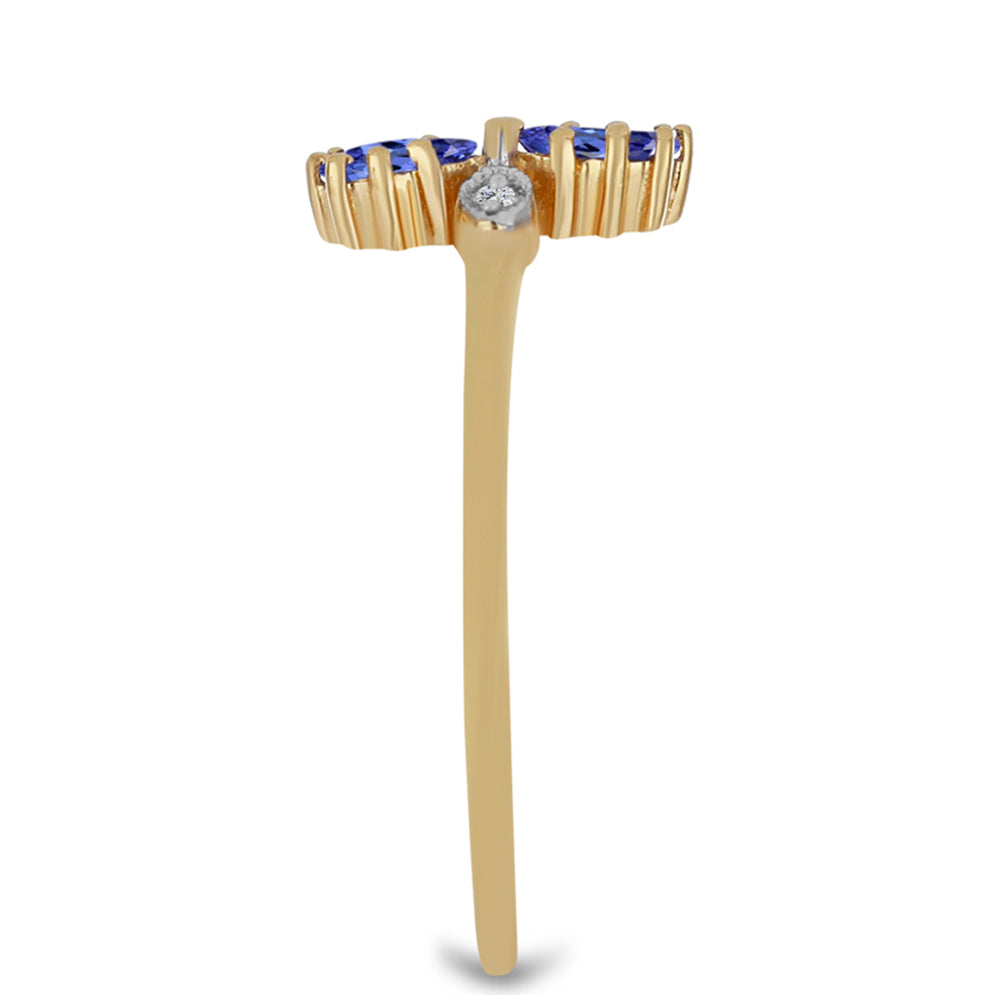 Anillo de Plata Bañada en Oro con Tanzanita y Zircón Blanco 4 