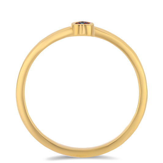 Anillo de Plata Bañada en Oro con Diamante Azul