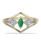 Anillo de Plata Bañada en Oro con Esmeralda de Brasil y Zircón blanco natural