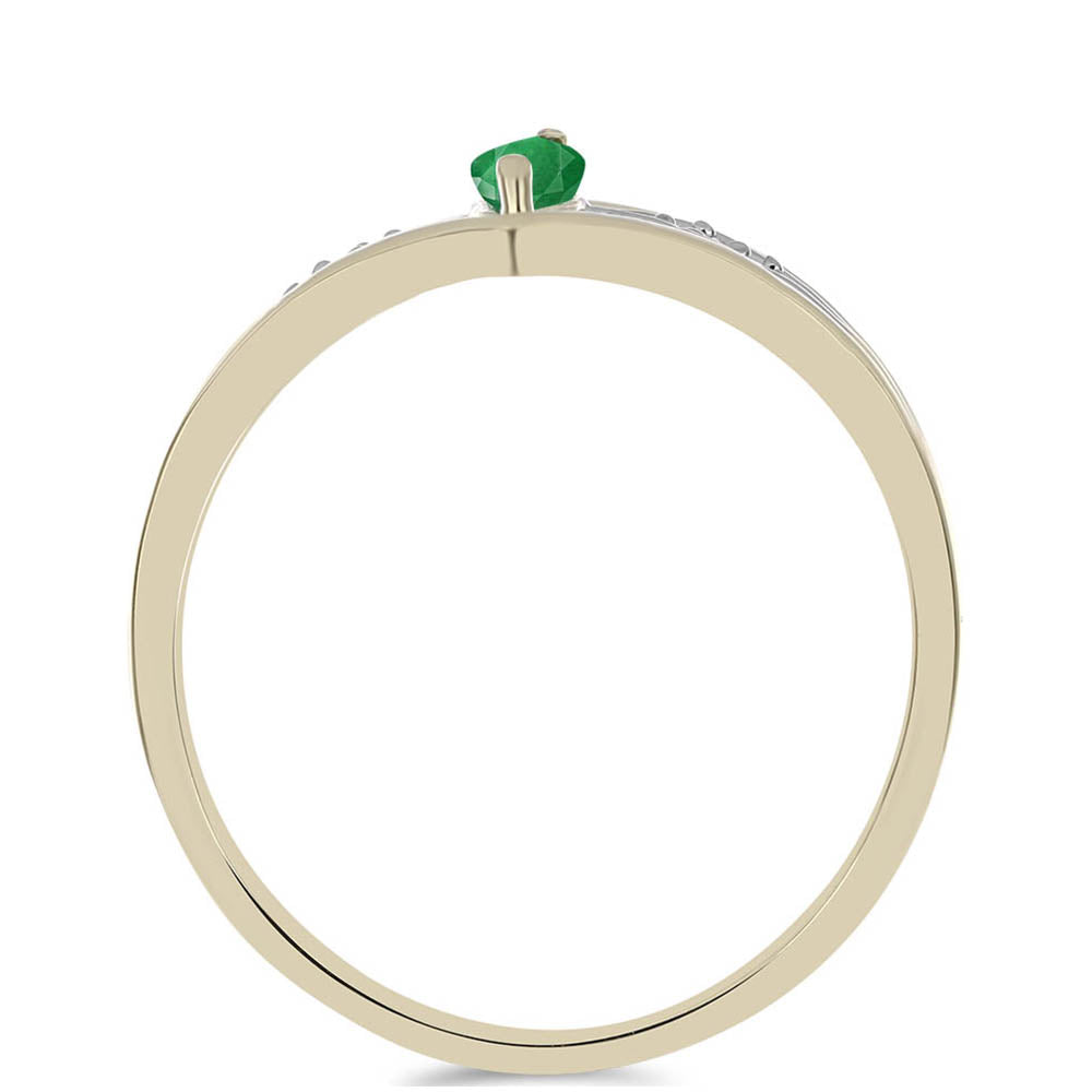 Anillo de Plata Bañada en Oro con Esmeralda de Brasil y Zircón blanco natural