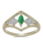 Anillo de Plata Bañada en Oro con Esmeralda de Brasil y Zircón blanco natural