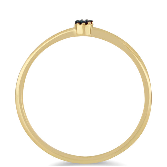 Anillo de Plata Bañada en Oro con Diamante Azul