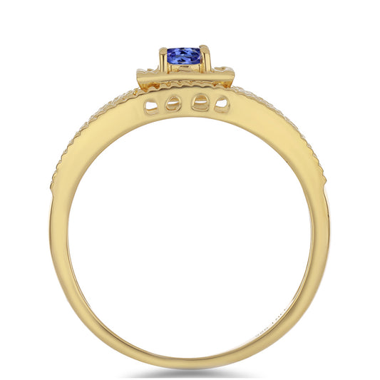 Anillo de Plata Bañada en Oro con Tanzanita