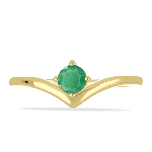 Anillo de Plata Bañada en Oro con Esmeralda de Brasil