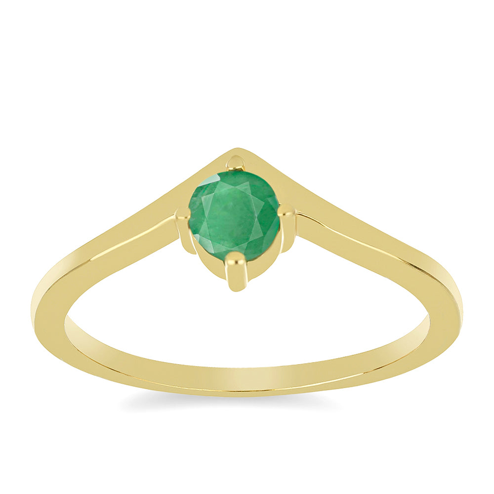 Anillo de Plata Bañada en Oro con Esmeralda de Brasil