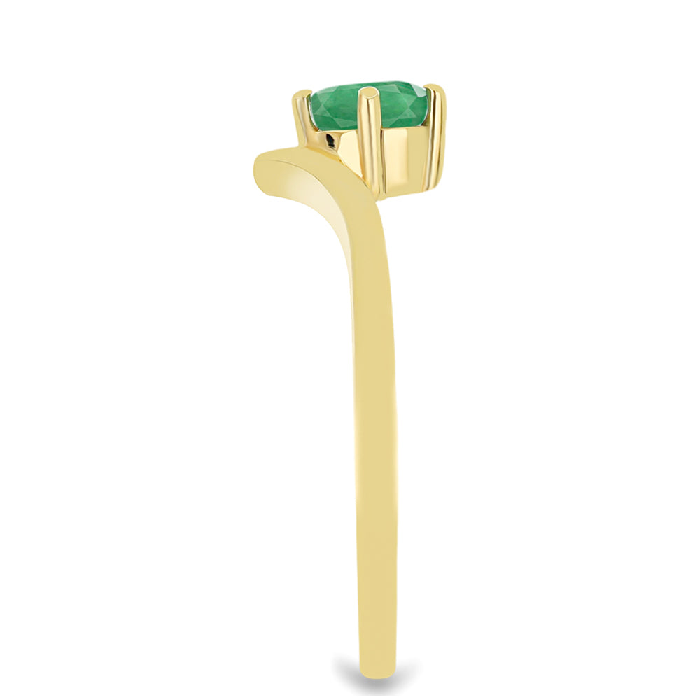 Anillo de Plata Bañada en Oro con Esmeralda de Brasil