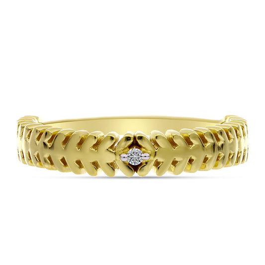 Anillo de Plata Bañada en Oro con Diamante blanco