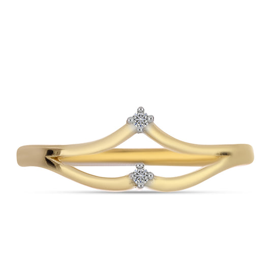 Anillo de Plata Bañada en Oro con Diamante blanco
