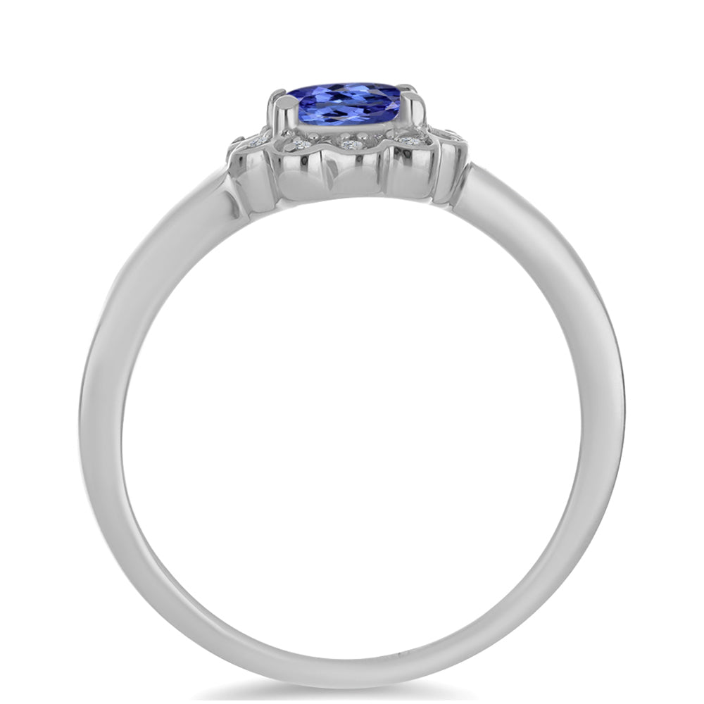 Anillo de Plata con Tanzanita y Zircón blanco natural 2 