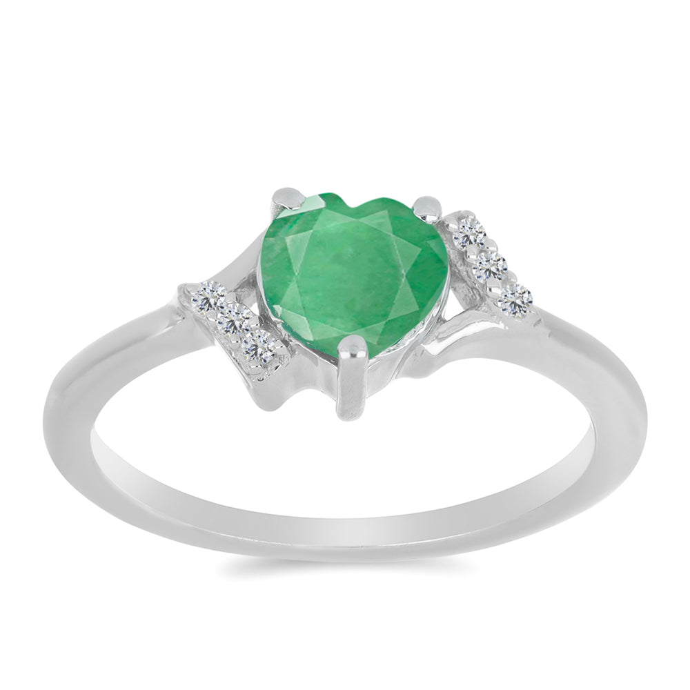 Anillo de Plata con Esmeralda de Brasil y Zircón Blanco 3 