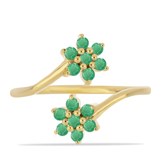 Anillo de Plata Bañada en Oro con Esmeralda de Brasil