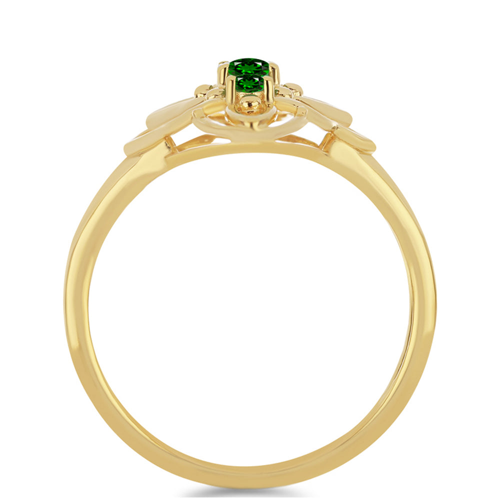 Anillo de Plata Bañada en Oro con Diópsido de Cromo