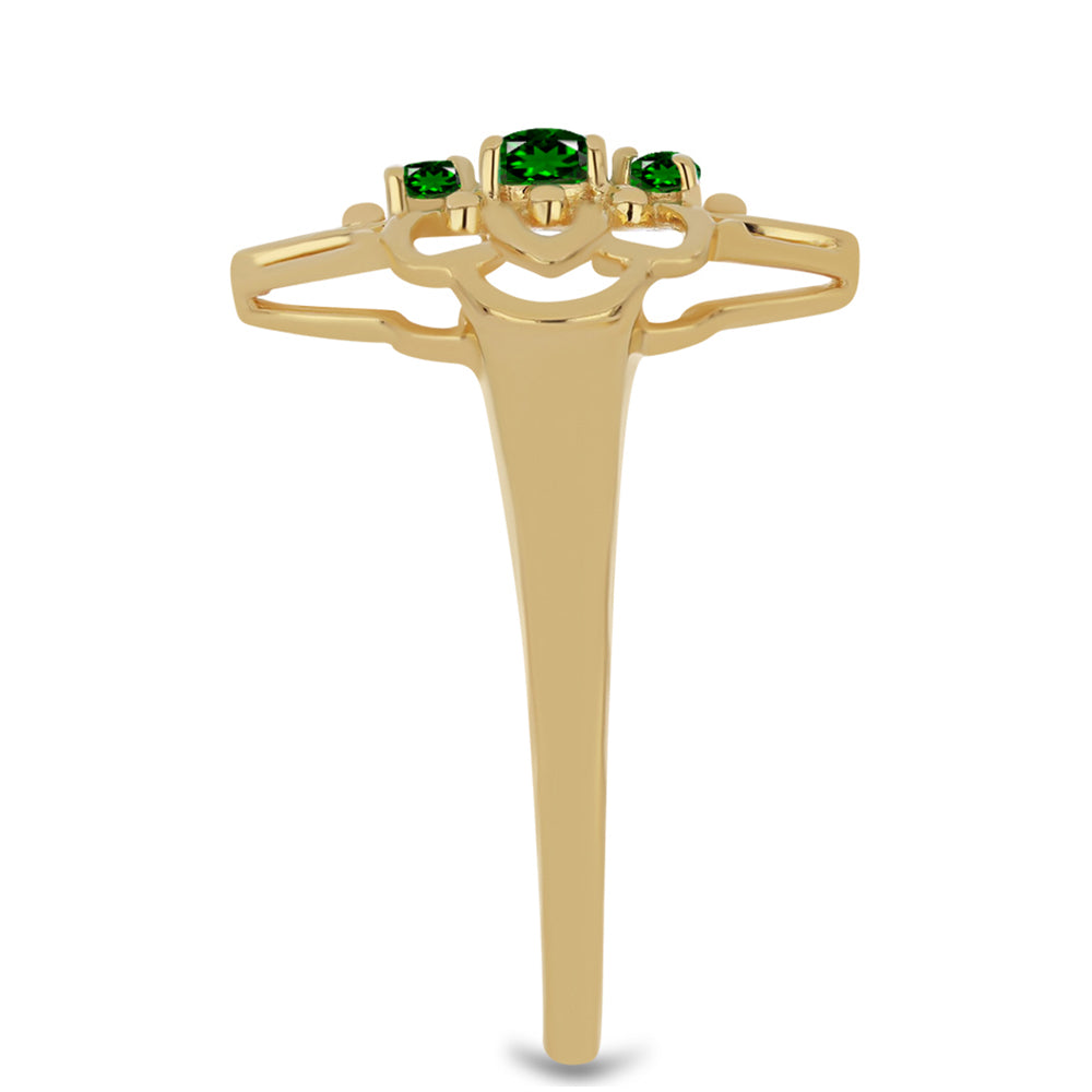 Anillo de Plata Bañada en Oro con Diópsido de Cromo 4 