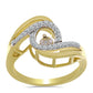 Anillo de Plata Bañada en Oro con Diamante blanco y Zircón Blanco