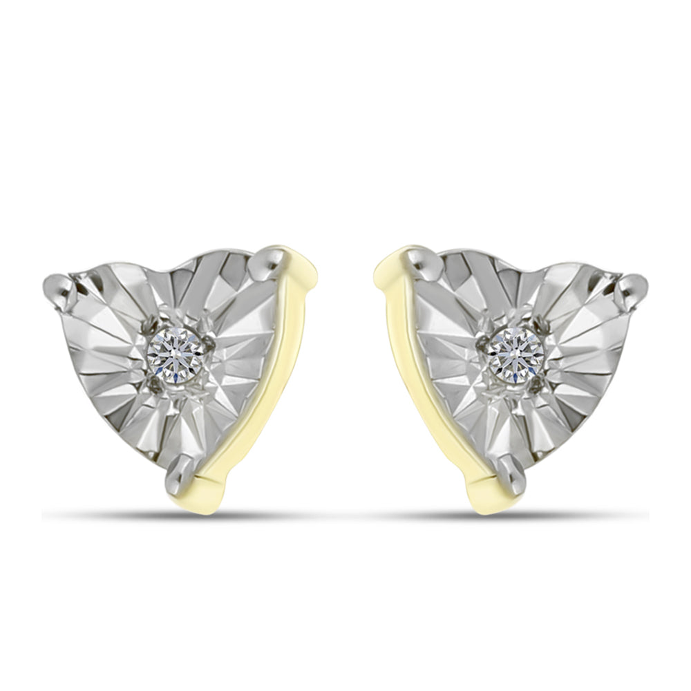 Pendientes de Plata Bañada en Oro con Diamante blanco