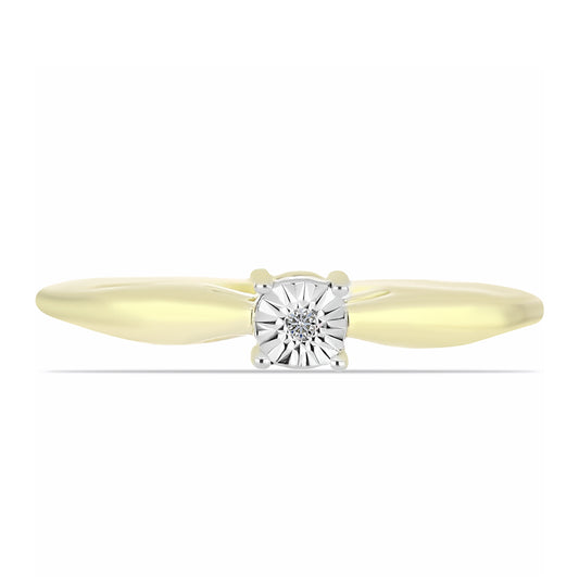 Anillo de Plata Bañada en Oro con Diamante blanco