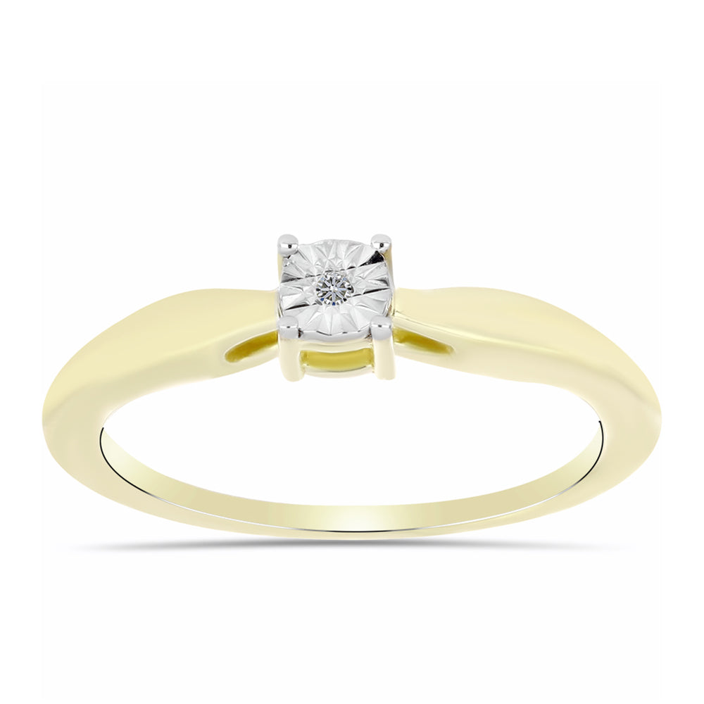 Anillo de Plata Bañada en Oro con Diamante blanco 3 