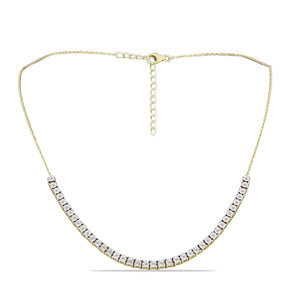 Collar de Plata Bañada en Oro con Diamante blanco y Topacio Blanco 1 