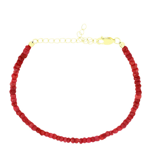 Pulsera de Plata Bañada en Oro con Rubí de Madagascar