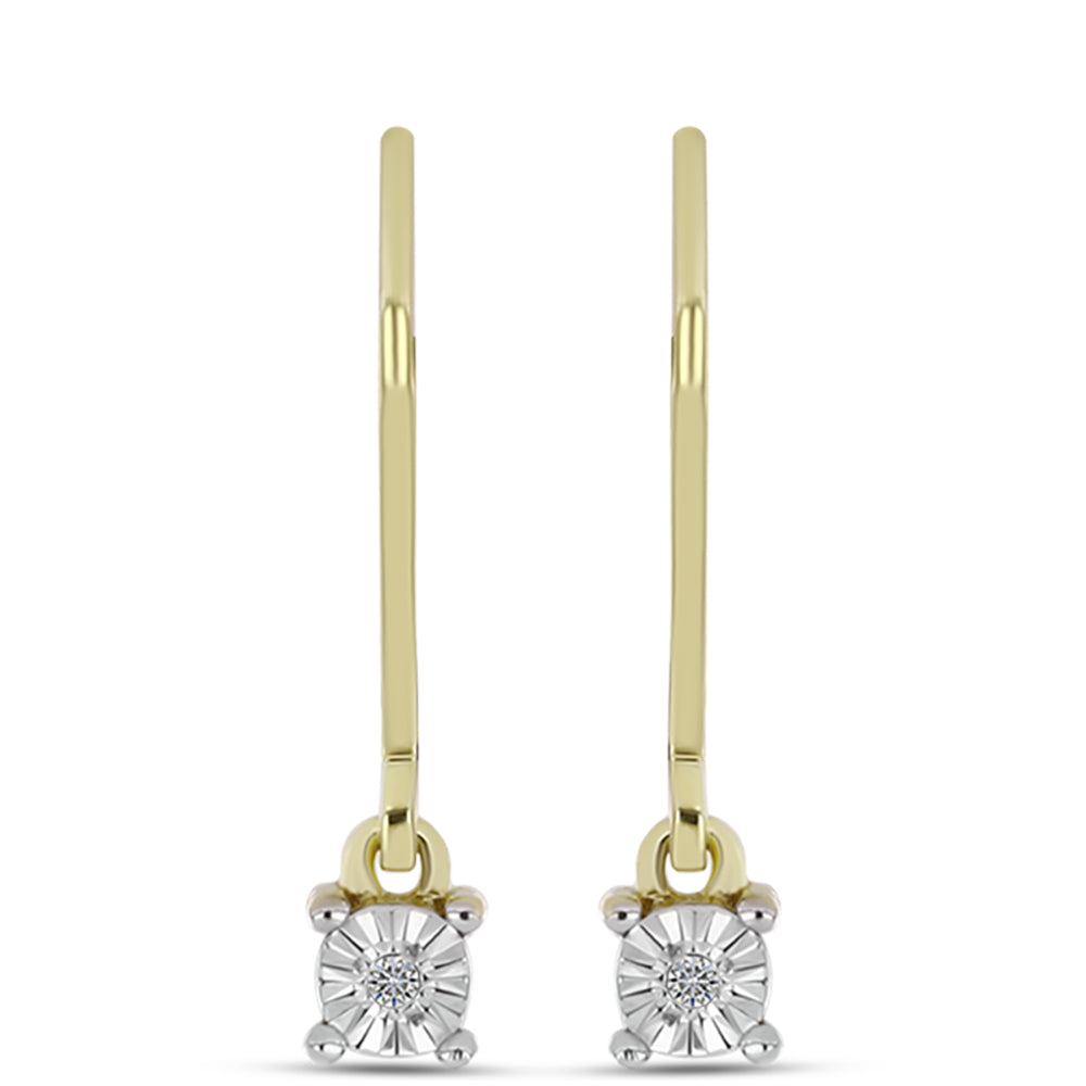 Pendientes de Plata Bañada en Oro con Diamante blanco