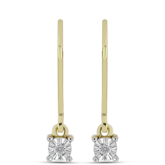 Pendientes de Plata Bañada en Oro con Diamante blanco